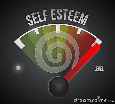 Self esteem level measure meter from low to high Cartoon Illustration