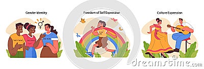 Self expression set. Flat vector illustration Vector Illustration