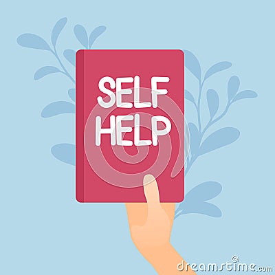 Self help book, health and psychological problems solving Vector Illustration