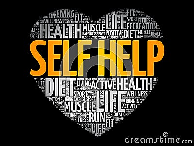 Self Help heart word cloud, fitness, sport Stock Photo