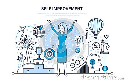 Self improvement concept. Self development, personal growth, emotional intelligence. Vector Illustration