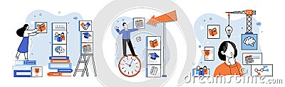 Self improvement, growth mindset, positive attitude to learn new knowledge enhancement for problem Vector Illustration