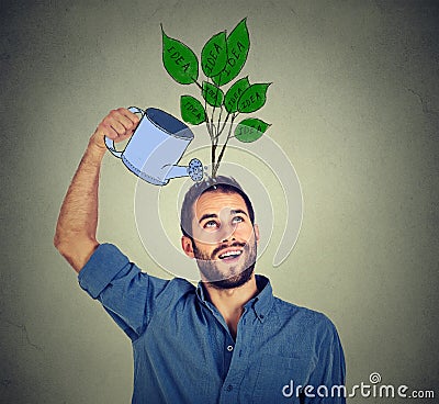 Self investment. man with many ideas Stock Photo