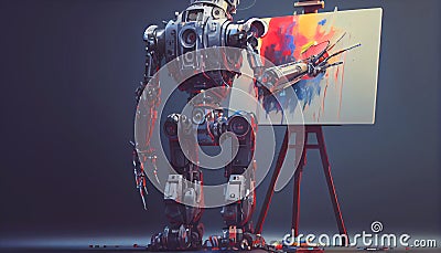Self learning Robot painting Stock Photo
