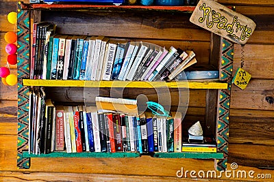 Self made bookshelf Editorial Stock Photo