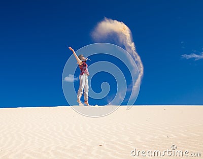 Self-made sand genie Stock Photo