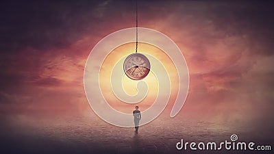 Self overcome, time travel concept, achieving success Stock Photo