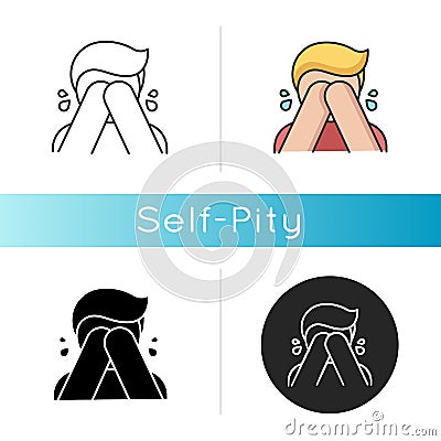 Self pity icon Vector Illustration