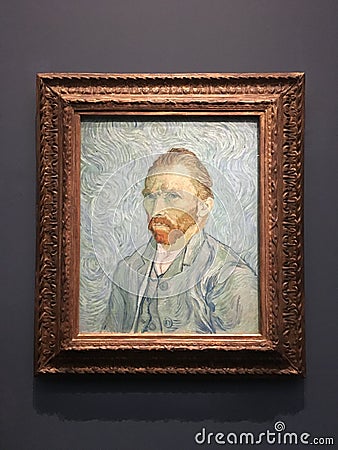 Self-Portrait, by Vincent van Gogh, 1889, Dutch Post-Impressionist painting, oil on canvas Editorial Stock Photo