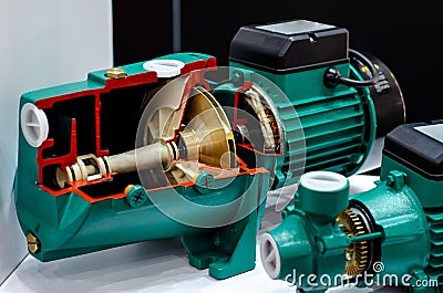 Self priming centrifugal pump cutaway Stock Photo