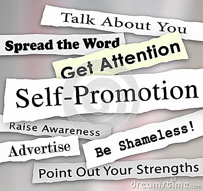 Self-Promotion Headlines Marketing Publicity Attention Stock Photo