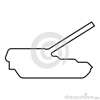 Self-propelled howitzer artillery system contour outline line icon black color vector illustration image thin flat style Vector Illustration