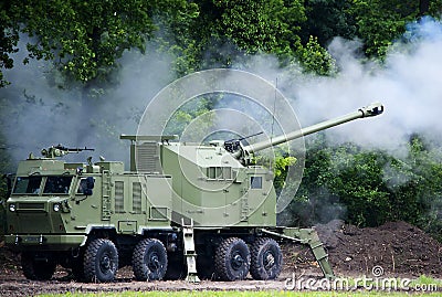 Self-propelled howitzers Stock Photo