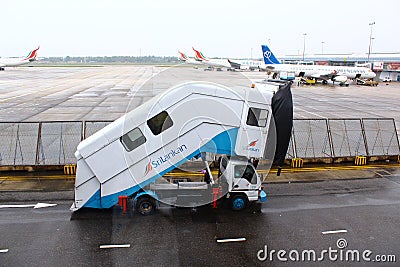 Self-propelled ladder, Colombo airport Editorial Stock Photo