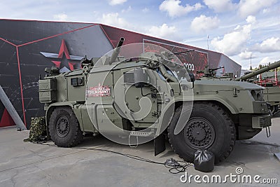 Self-propelled mortar `Drok` based on armored vehicle `Typhoon-VDV` K-4386 Editorial Stock Photo