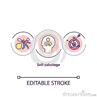 Self sabotage concept icon Vector Illustration