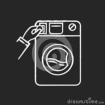 Self-service laundry chalk white icon on black background. Laundromat, washateria, coin wash service, industrial laundry Vector Illustration