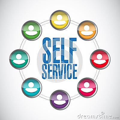 self service people diagram network Cartoon Illustration
