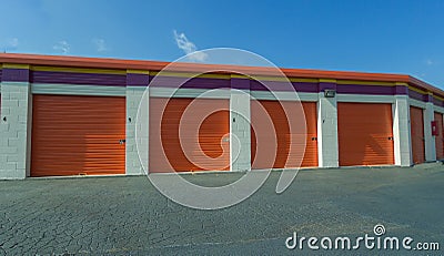 Row of Self-Storage Units Stock Photo