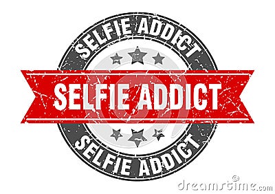 selfie addict stamp Vector Illustration