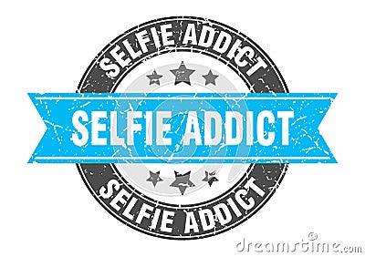 selfie addict stamp Vector Illustration