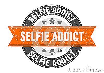 selfie addict stamp Vector Illustration