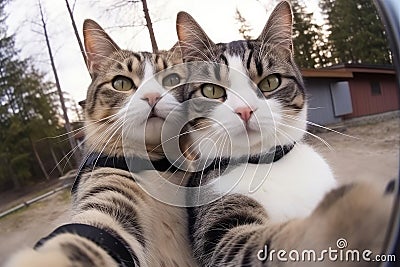 Selfie Cats, Funny Cat Taking Selfies, Kitten Look at Camera Stock Photo