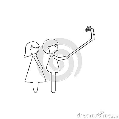 selfie couple in love icon. Element of cyber security for mobile concept and web apps icon. Thin line icon for website design and Stock Photo