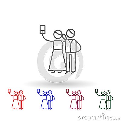 Selfie, family multi color icon. Simple thin line, outline vector of family life icons for ui and ux, website or mobile Stock Photo