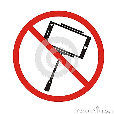 Selfie forbidden icon, with no sign, isolated on white Vector Illustration