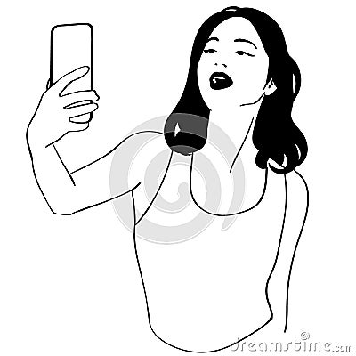 Selfie girl vector illustration by crafteroks Vector Illustration