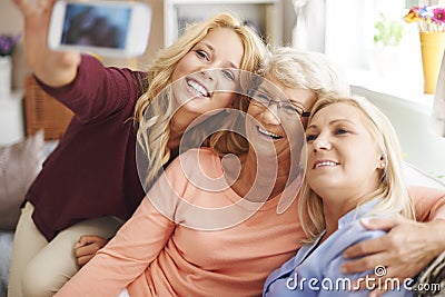 Selfie with mom and grandma Stock Photo