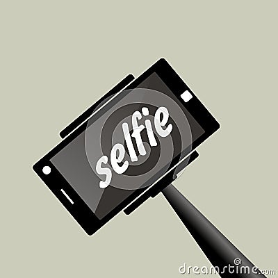 Selfie stick. Portrait photograph with digital camera or smart p Stock Photo