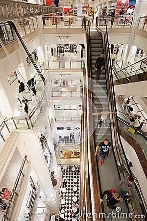 Selfridges department store interior in London Editorial Stock Photo