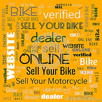 sell bike word cloud use for banner, painting, motivation, web-page, website background, t-shirt & shirt printing, poster, Cartoon Illustration