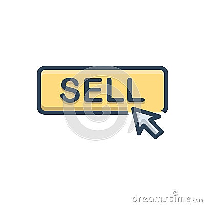 Color illustration icon for Sell button, shopping and sell Cartoon Illustration