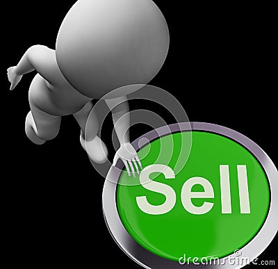 Sell Button Shows Sales Selling And Business Stock Photo