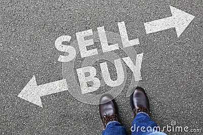 Sell buy selling buying goods trading stock exchange banking bus Stock Photo