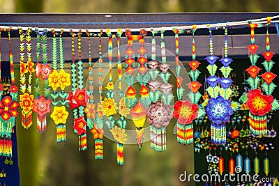 Sell of crafts collars at mexico city Stock Photo