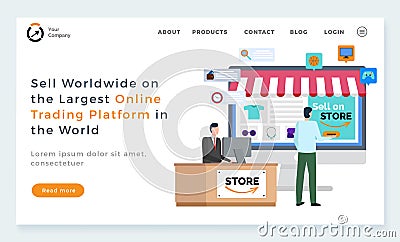 Sell Worldwide with Largest Trading Platform Web Vector Illustration