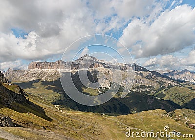 Sella Group mountain range in Dolomites, Italy Stock Photo