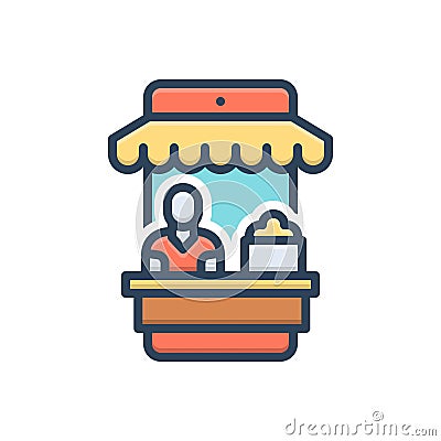 Color illustration icon for Seller, vendora and retailer Vector Illustration