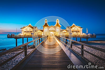 Sellin Pier at twilight, Baltic Sea, Germany Stock Photo