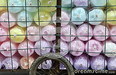 Selling cotton candy, colorful Stock Photo
