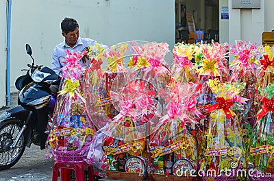 Selling gifts for Lunar New Year Editorial Stock Photo