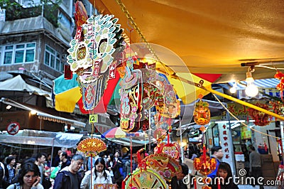 Selling goods during Chinese Lunar New Year Editorial Stock Photo