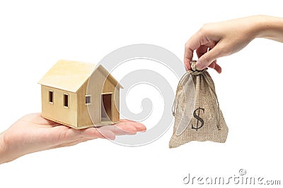 Selling of house on white background Stock Photo