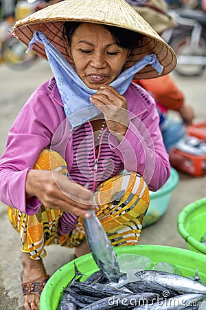 Selling sea food, Hoi An, Vietnam Editorial Stock Photo