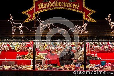 Selling sweets- Nuremberg (Nuernberg), Germany- christmas time Editorial Stock Photo
