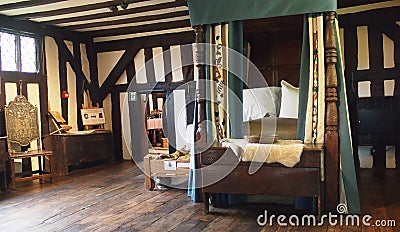 Interior of the medieval Selly Manor in Birmingham, England Editorial Stock Photo